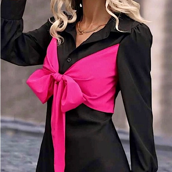 Fall Line Women’s BowTie Shirt Dress - Picture 1 of 16